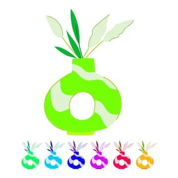 Decor vase flower vector cartoon graphic Stock Illustration