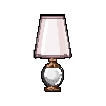 Decor vintage table lamp pixel art vector illustration Stock Illustration