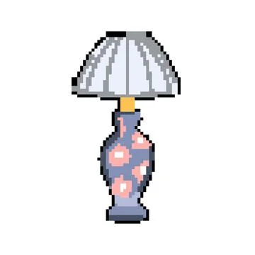 Decor vintage table lamp pixel art vector illustration Stock Illustration
