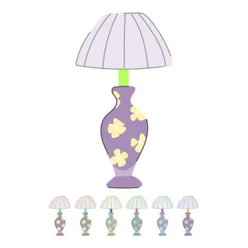 Decor vintage table lamp vector cartoon graphic Stock Illustration