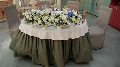 Decor. wedding table decorated with flowers. Stock Footage 75538914