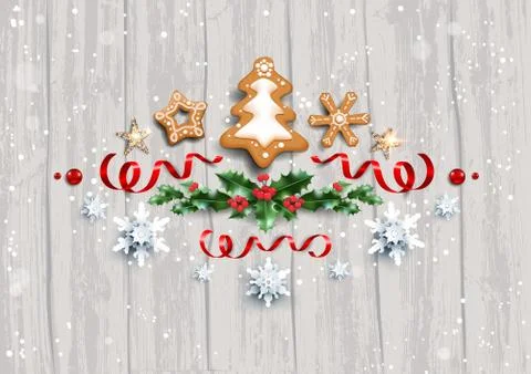 Decor on wood background Stock Illustration