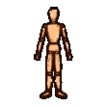 Decor wood man model pixel art vector illustration Stock Illustration