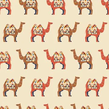 Decorated Arabian Camel Animal Pattern Stock Illustration