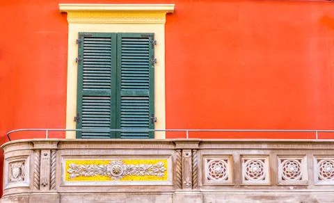 Decorated balcony red background Stock Photos