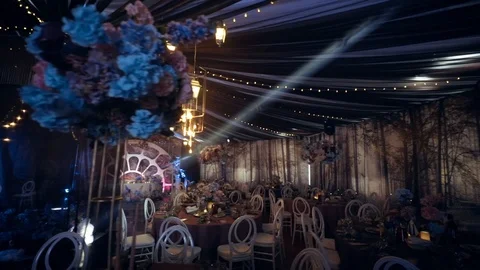 Decorated banquet hall Stock Footage 98303489