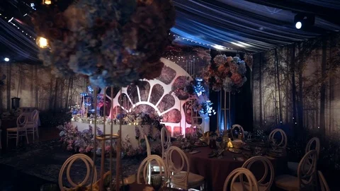 Decorated banquet hall Stock Footage 98303492