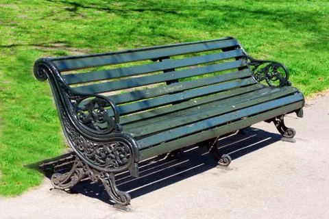 Decorated bench in the park Stock Photos