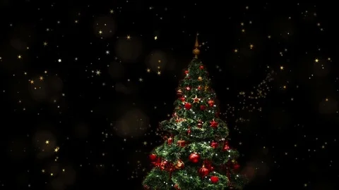 Decorated blinking Christmas tree, shining in the starry night Stock Footage 82470746
