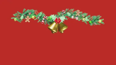 Decorated with branches of pine trees, Jingle bell, candy cane, gingerbread.. Stock Footage 256560530