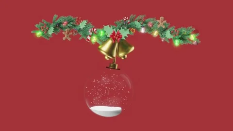 Decorated with branches of pine trees, snow ball, Jingle bell, candy cane, .. Stock Footage 258122254