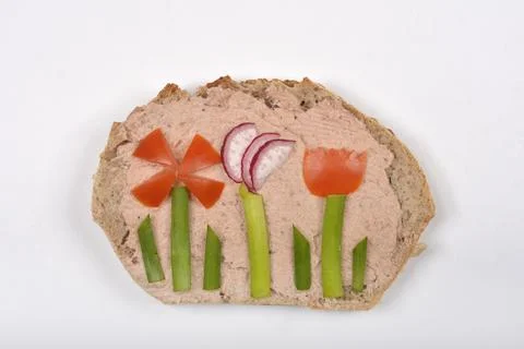 Decorated bread with pate Stock Photos