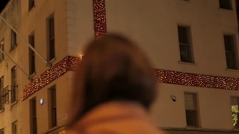 Decorated building. Christmas time. Stock Footage 73480162