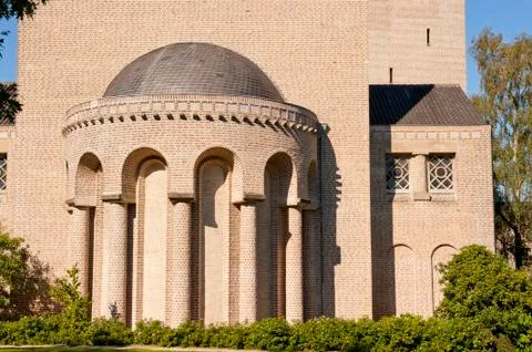 Decorated building wall with pillars Stock Photos