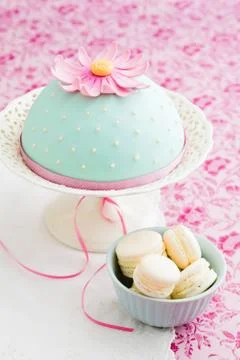 Decorated cake with flower Stock Photos