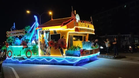 Decorated car parade. Stock Footage 218338395