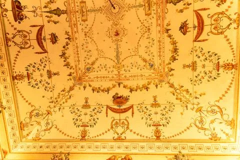 Decorated Ceiling Palace of Caserta Interior Stock Photos