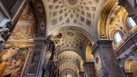 Decorated Ceiling of San Luigi dei Francesi Rome Vídeos de archivo 326776784
