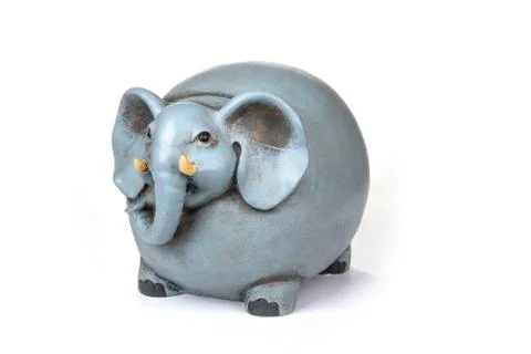 Decorated ceramic elephant on a white background Stock Photos