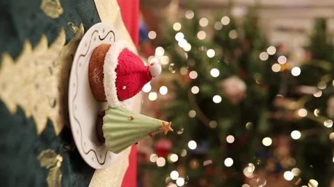 Decorated Christmas dining table with delicious Christmas cakes Stock Footage 285494677