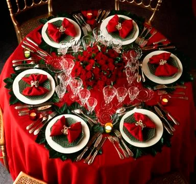 A decorated christmas dining table Stock Photos