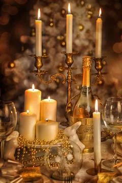 A decorated Christmas dining table Foto stock