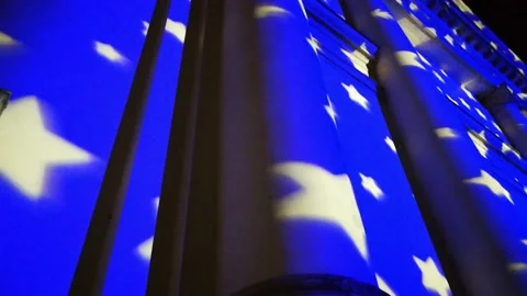 Decorated with Christmas lights with projector Video stock 144437632