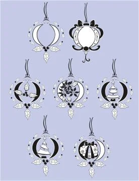 Decorated Christmas set Illustrazione stock