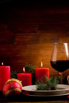 Decorated christmas table Stock Photos