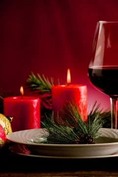 Decorated christmas table Stock Photos