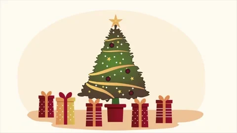 Decorated Christmas tree 2D animation Stock Footage 219871683