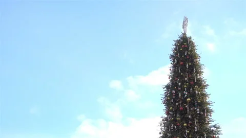 Decorated christmas tree in 4K Stock Footage 140807235
