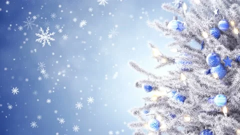 Decorated Christmas tree and falling snowflakes Video stock 98267888