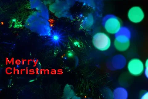 Decorated Christmas tree on a blurred background. Background from a decora.. Stock Photos