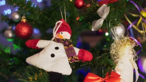 Decorated Christmas tree on blurred, sparkling and fairy background Stock Footage 70270738