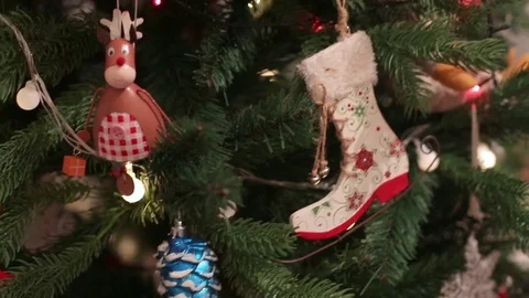 Decorated Christmas tree on blurred, sparkling and fairy background Stock-Footage 85058047