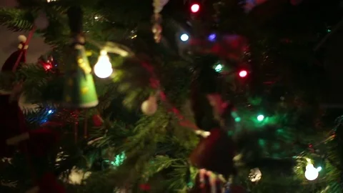 Decorated Christmas tree on blurred, sparkling and fairy background Stock-Footage 85058269