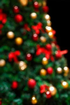 Decorated Christmas Tree Bokeh Background Stock Photos