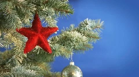 Decorated christmas tree branch Stock-Footage 56594596