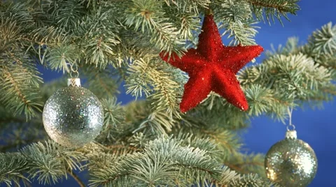 Decorated christmas tree branch Stock-Footage 56594716