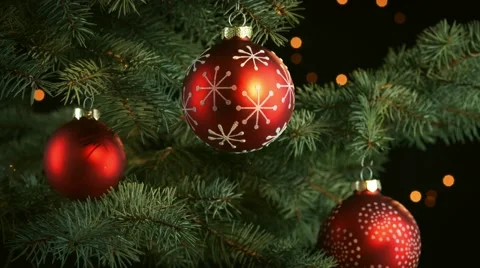 Decorated christmas tree branch Stock Footage 56595087