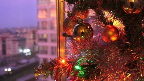 Decorated Christmas tree, close-up Video stock 100783788