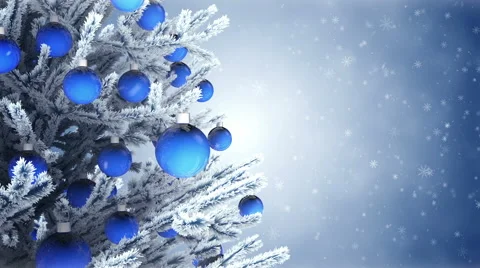 Decorated Christmas tree with falling snowflakes Stock Footage 45254198