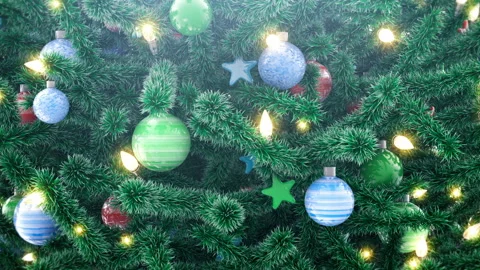 Decorated Christmas tree Stock Footage 97841433