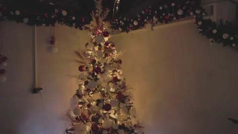 Decorated Christmas tree in the gazebo Stock Footage 169141978