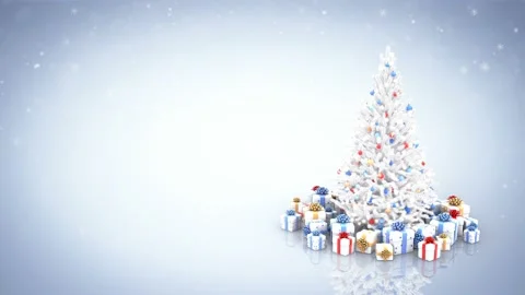 Decorated Christmas tree with gift boxes Stock Footage 141485853