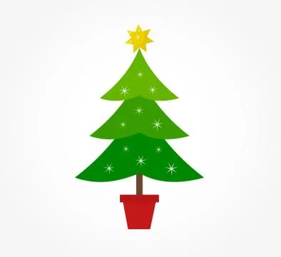 Decorated Christmas tree icon. Vector illustration. Stock Illustration