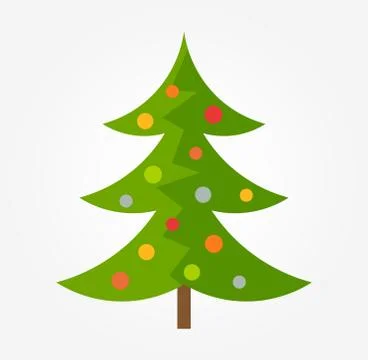 Decorated Christmas tree icon. Vector illustration. Stock Illustration