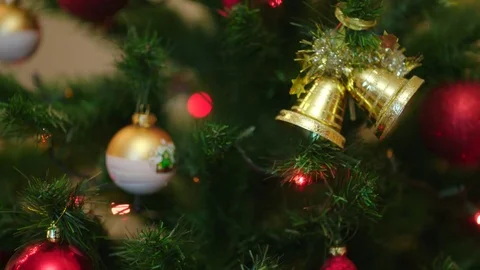 Decorated christmas tree with illumination Stock Footage 73931492