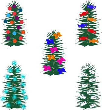 Decorated Christmas tree 库存插图